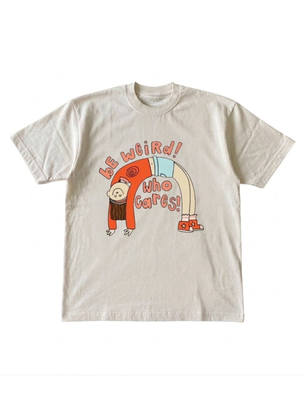 Gildan 'Be Weird! Who Cares!' Graphic Tee - Cream